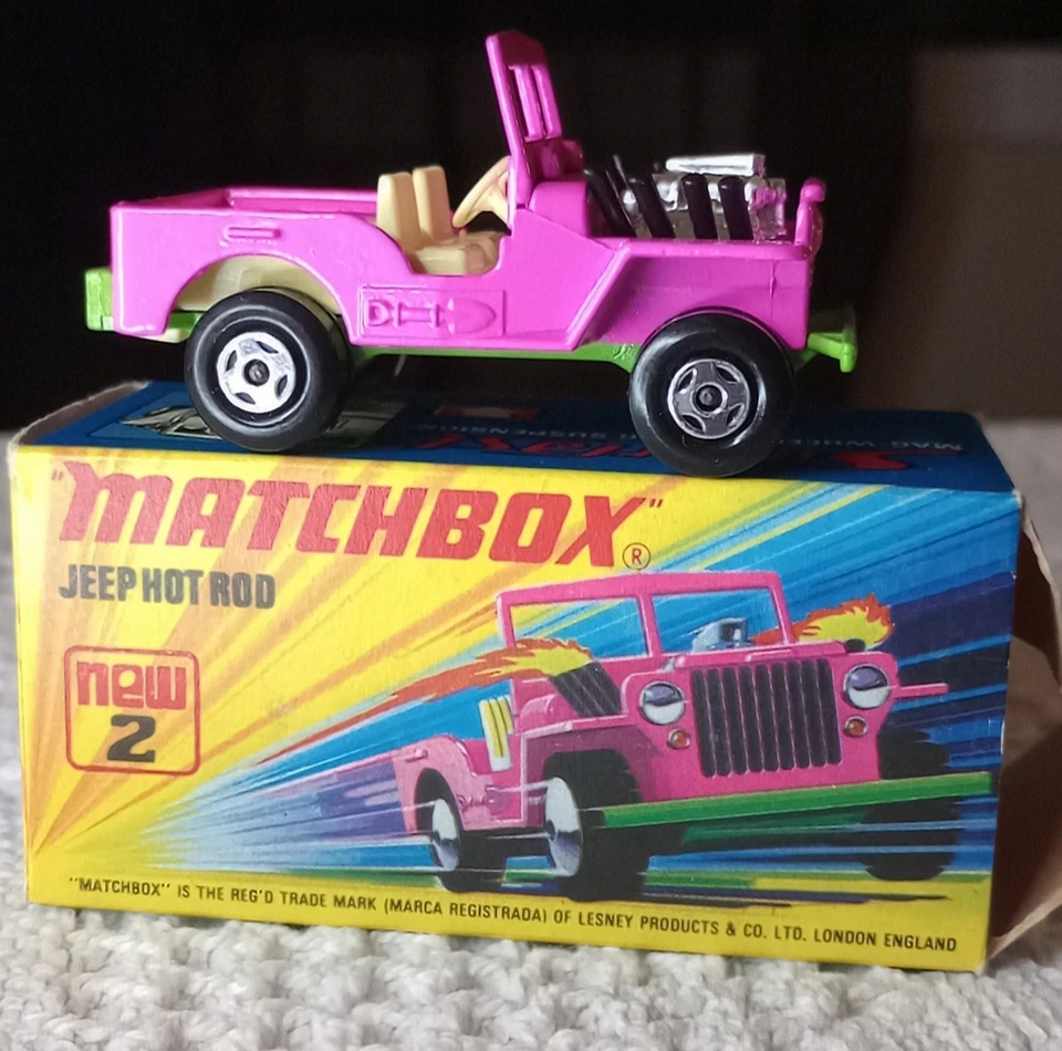 Matchbox Superfast #2 1971 Jeep Hot Rod Vintage LESNEY England Original Box Mint - Image 1 of 4