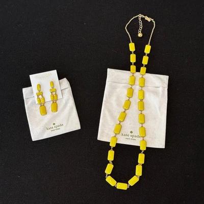 Juego de collar y pendientes Kate Spade NY "Park Güell" esmalte amarillo de una sola hebra Foto 1 de 4