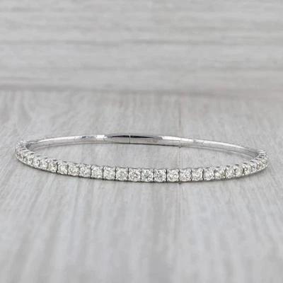 Nuevo Brazalete Tenis Brazalete Flexible Diamante 1ctw Oro Blanco 14k 6.75" Foto 1 de 4