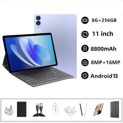 New Tablet 11 inch 8G+512G ROM Android 13 Wifi 5G/4G Dual SIM Bundle Keyboard - Image 1 of 4
