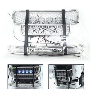 Metal Front Bumper W/LED Light for 1:14 Tamiya 770S RC Tractor Truck 56368 56371 - Picture 1 of 3