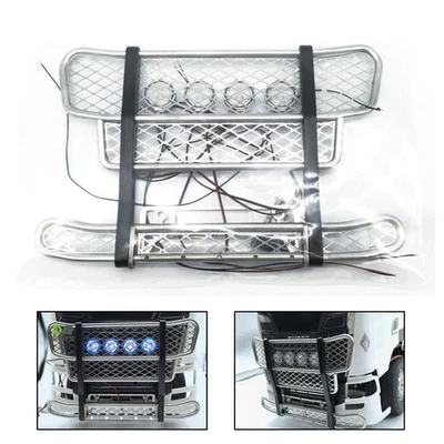 Metal Front Bumper W/LED Light for 1:14 Tamiya 770S RC Tractor Truck 56368 56371 - Image 1 of 3