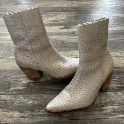 Botín Matisse Caty Western Talla 6 Marfil Piel de Serpiente Cuero Punta Foto 1 de 4