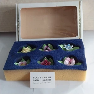 Vtg Royal Adderley Bone China Figural Floral Flower Place Card Holders Set of 6 - Picture 1 of 10