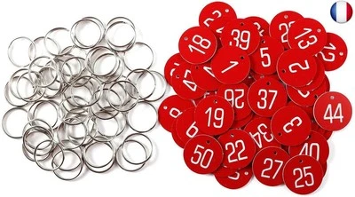 Sourcemall Étiquettes d'identification en plastique avec porte-clés (1 à 100, ro - Photo 1/4