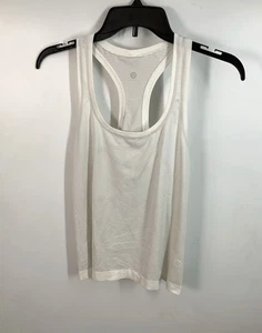 Lululemon White & Gray Striped Textured Racerback Tank Top Size 8 - Picture 1 of 3
