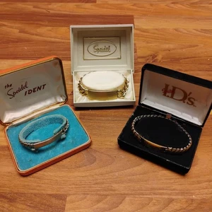 3x Vintage Speidel Medical I.D. Bracelets - LOT Of 3 - One is 1/20th 10kt Gold - Picture 1 of 20