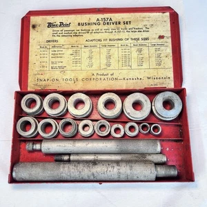 Vtg Snap-On Blue-point A-157A Bushing Driver 19 pic Set USA Metal Box INCOMPLETE - Picture 1 of 9