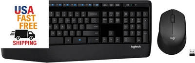 MK345 Wireless Keyboard and Mouse Combo with Palm Rest, 2.4 Ghz USB Receiver, Co - Image 1 of 4