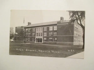 Foto real RPPC Waseca Minnesota postal escuela secundaria MN - Imagen 1 de 2