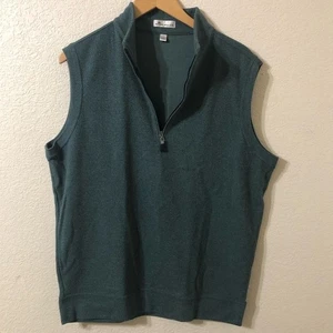 Peter Millar Mens Quarter Zip Sweater Vest in Heathered Green - Size Large - Picture 1 of 6
