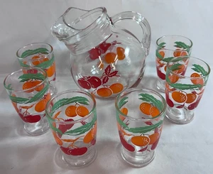Orange and Tomato Juice Pitcher with 6 Juice Glasses - Picture 1 of 5