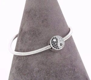 Yin & Yang Charm, Sparkling SILVER Jewellery, Awareness Charm for Bracelet - Picture 1 of 8