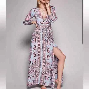 Zauber Pandora Kleid Aquarium Blau Mandala Blumen Boho Maxikleid Gr. S - Bild 1 von 11