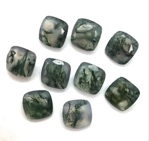 Lote Cojín Ágata Musgo Natural Corte Facetado 5x5mm a 15X15mm Piedras Preciosas Sueltas - Imagen 1 de 6
