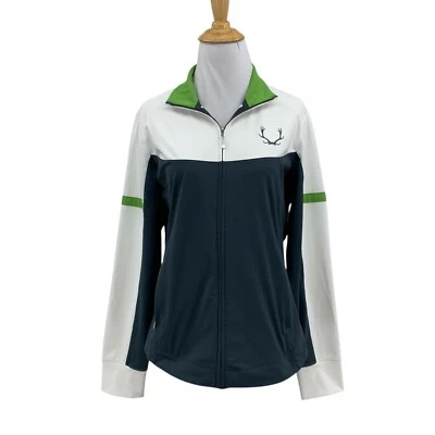 Chaqueta Nike Para Mujer M Mediana Gris Blanco Calce Seco Golf Cremallera Completa Bordado Alce Foto 1 de 4