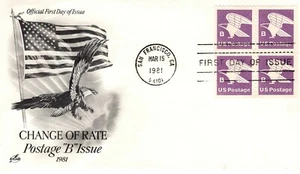 USPS FDC #1819 1981 18¢ Eagle B Rate Change Booklet Stamps ST1966 - Picture 1 of 1