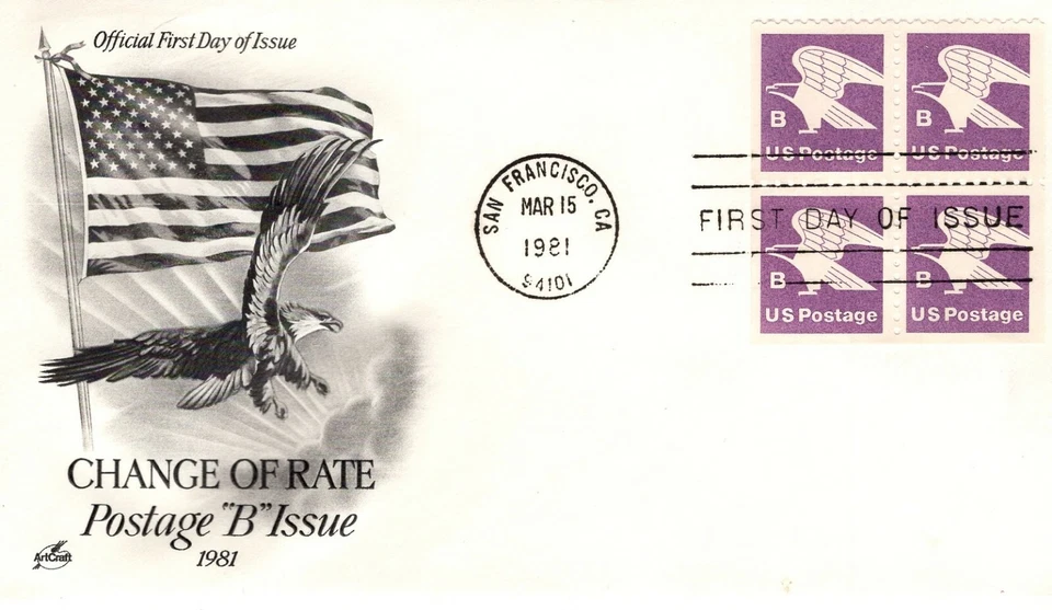 USPS FDC #1819 1981 18¢ Eagle B Rate Change Booklet Stamps ST1966 - Image 1 of 1