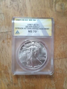 American 1987 Silver Eagle. Anacs Graded MS70  - Picture 1 of 2