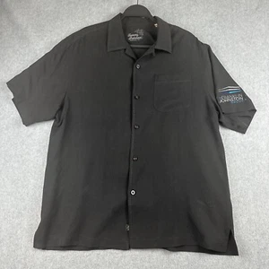 Camisa Tommy Bahama Hombre M 100% Seda S/S Tropical Negra Abotonada Campamento Hawaiano - Imagen 1 de 9