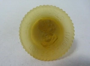 MOSSER GLASS AMBER SATIN BEADED EDGE BALLOON CLOWN  PLATE MINIATURE - Picture 1 of 2