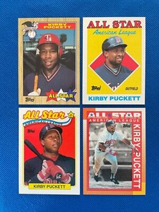 1986-1989 Topps All Star Kirby Puckett HOF MLB Twins (4 Card Set)