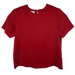 Vintage Koret Top Red Women Size 18 Short-Sleeve Pullover Blouse - Picture 1 of 7
