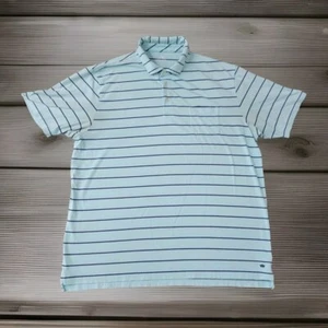 Peter Millar Seaside Wash Golf Polo Mens XL Blue Striped Stretch Pocket Shirt - Picture 1 of 4