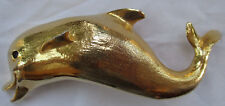 LARGE CHRISTOPHER ROSS HAPPY DOLPHIN BELT BUCKLE IN 24K GOLD 