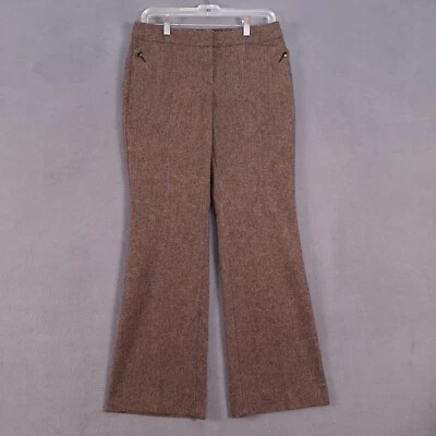 Pantalones de vestir Express para mujer 4 marrón editor bootcut negocios informales mezcla de lana Foto 1 de 4