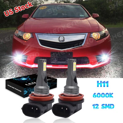 For Acura TSX 2009-2014 Front 2X LED Fog Lights Bulbs 6000K white bright 12-smd - Image 1 of 4