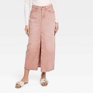 Women's Denim Maxi Skirt - Universal Thread Clay Pink 6