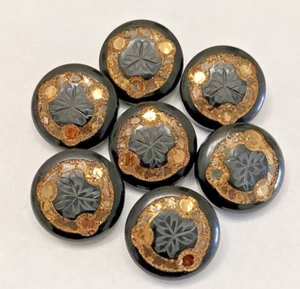 Vintage Matched Set of 7 Bakelite Buttons w/Other Material Inset - Tested (CD4) - Picture 1 of 6
