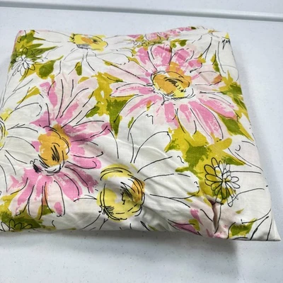 perpell fitted sheet full pink yellow floral blend large blooms y2k 90s 80s - Image 1 of 4