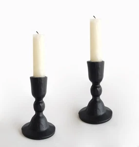 Antique Black Iron Taper Candle Holders - Candlestick Holder for Weddings, Di... - Picture 1 of 9
