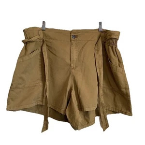 OLD NAVY Women's Shorts Mustard Belted Elastic Waist 100% Cotton Stretch Size 2X - Picture 1 of 14