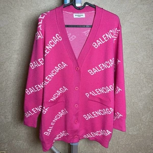 Balenciaga Pink monogrammed cardigan sweater Size L - Picture 1 of 5