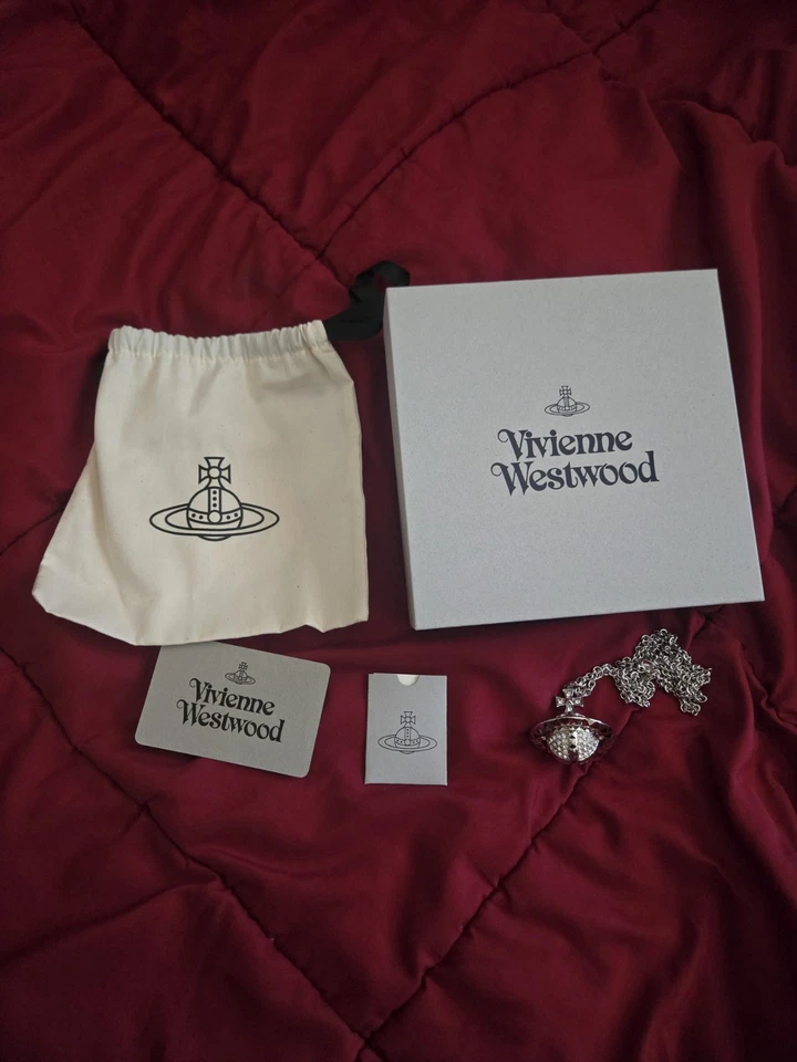 Vivienne Westwood Mayfair Colgante Orbe Grande Cristal Rodio Latón Plata (Nuevo) Foto 1 de 4