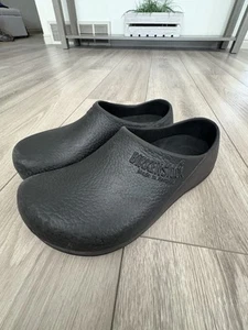 Birkenstock W10/M8 Super Birki Clog Sandals Shoes Black Rubber Slip On - Picture 1 of 12