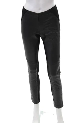 Yoana Baraschi Womens Zipper Ankle Knit Leather Leggings Black Size Small - Image 1 of 4