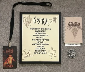 Setlist y moneda firmados por Gojira, pase VIP y diario ¡Raro! autografiado - Imagen 1 de 1