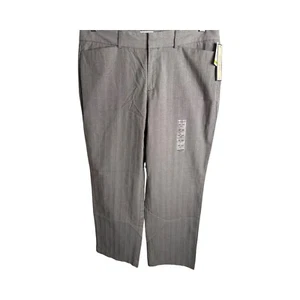 Dockers Ideal Fit, Petite 14P Med, Elasticizzato, Mid-Rise, Pantaloni a Righe Grigio, NUOVO - Foto 1 di 6