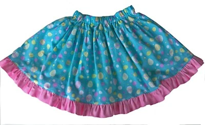 Niñas 5/6 Aqua Pascua Falda Rosa Volantes Hecha a Mano Huevo de Pascua Tema ENVÍO GRATUITO  Foto 1 de 3