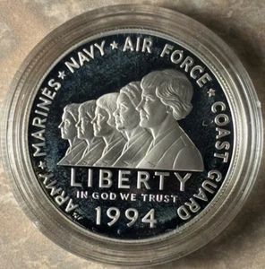 1994 P Women in Military Service Proof Silver Dollar Commemorative - Picture 1 of 2