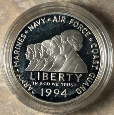1994 P Women in Military Service Proof Silver Dollar Commemorative - Image 1 of 2