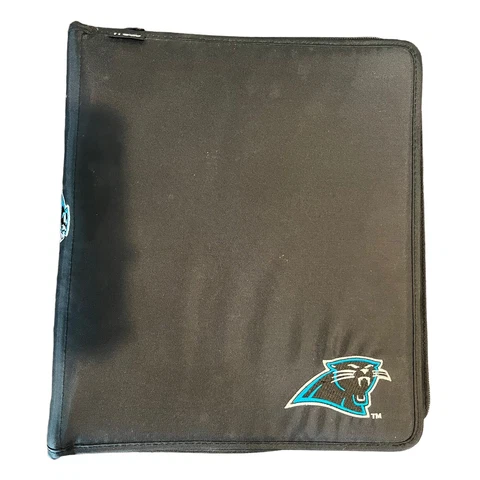 Vintage Carolina Panthers NFL Mead Solid Black Zip 3 Ring Binder Cover