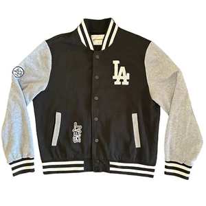 ElevenParis LA Varsity Jacket Black Gray Mens L Los Angeles Y2K Preppy Letterman - Picture 1 of 12