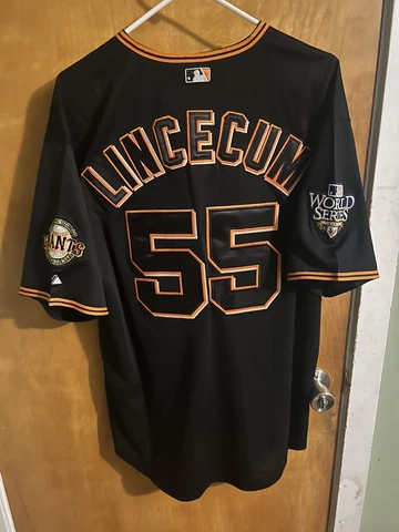 New Vintage Tim Lincecum 2010 World  Series San Fran Giants Majestic  52. Jersey Cover