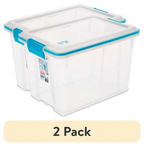 2 pack Sterilite 20 Qt Gasket Box, Weather-Resistant Clear Storage Bin with Lid - Picture 1 of 10