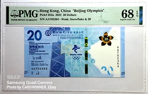20 dólares Hong Kong 2022 Juegos Olímpicos de Invierno 2022 P-353a Original PMG 68 - Imagen 1 de 3